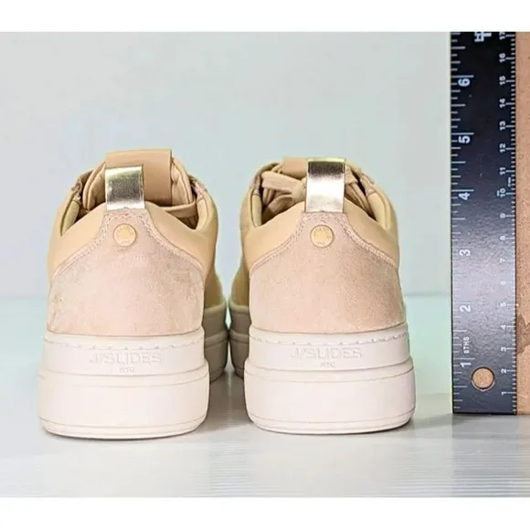 J/Slides Women's Nataly Platform Sneakers Light Sand Leather Size 8 (MSRP $169)