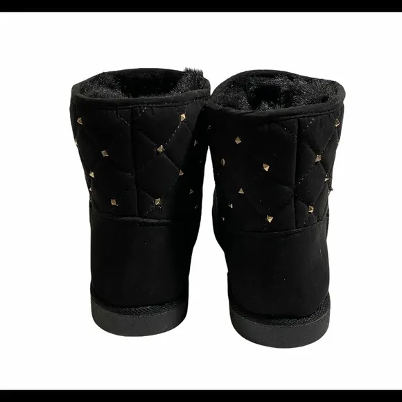 Juicy Couture Black Faux Fur Lined Boots with Gold Studs Size 7