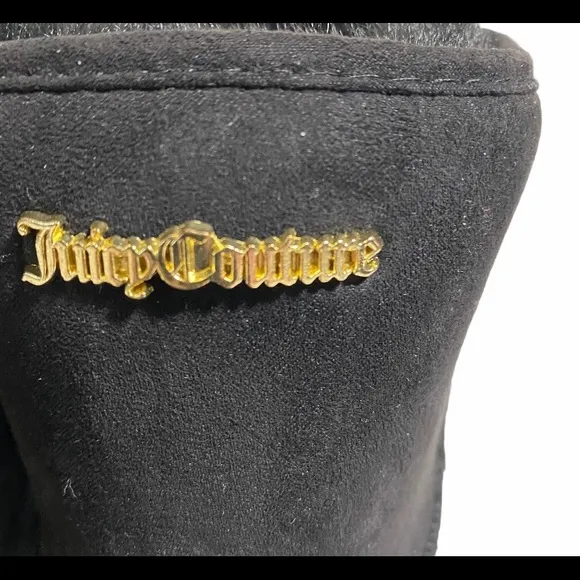 Juicy Couture Black Faux Fur Lined Boots with Gold Studs Size 7