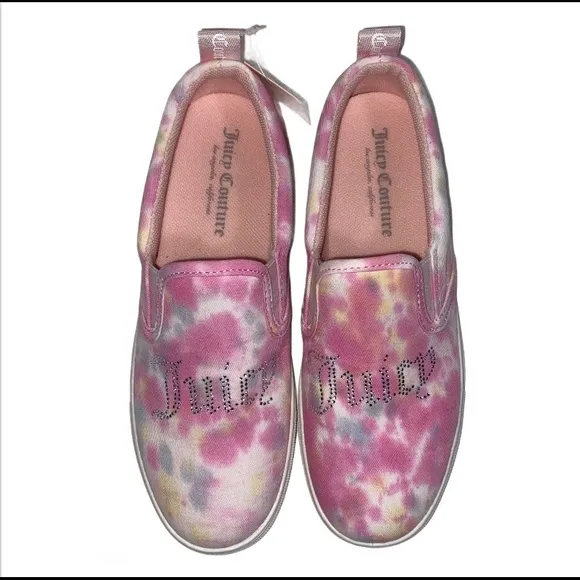 Juicy Couture Pink Pastel Tie Dye Embellished Slip On Sneakers Size 7.5