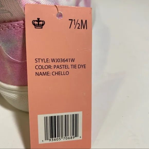 Juicy Couture Pink Pastel Tie Dye Embellished Slip On Sneakers Size 7.5
