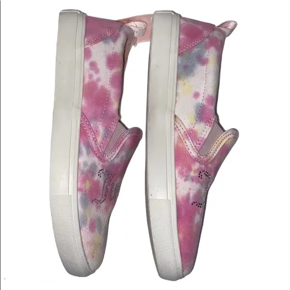 Juicy Couture Pink Pastel Tie Dye Embellished Slip On Sneakers Size 7.5