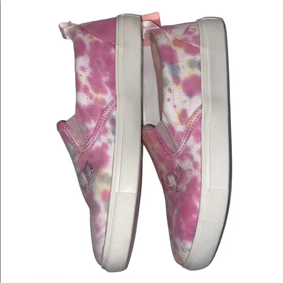 Juicy Couture Pink Pastel Tie Dye Embellished Slip On Sneakers Size 7.5