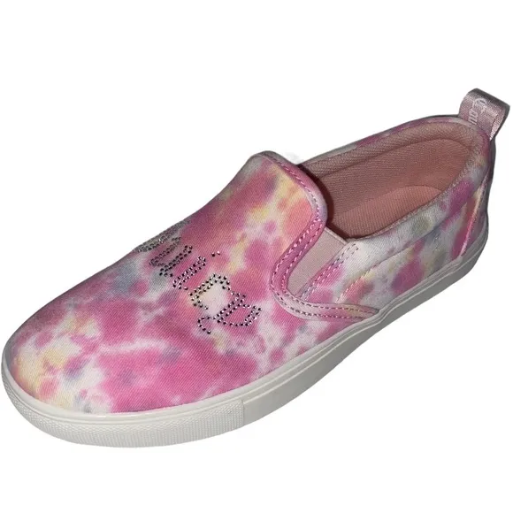 Juicy Couture Pink Pastel Tie Dye Embellished Slip On Sneakers Size 7.5