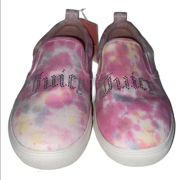 Juicy Couture Pink Pastel Tie Dye Embellished Slip On Sneakers Size 7.5