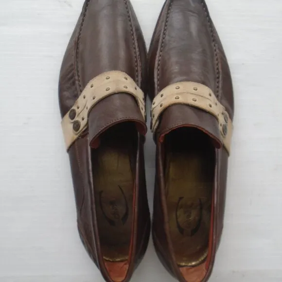 Just Cavalli Men's Leather Pointed Toes Slip-On Loafers Size 9 (42) Brown