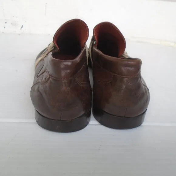 Just Cavalli Men's Leather Pointed Toes Slip-On Loafers Size 9 (42) Brown