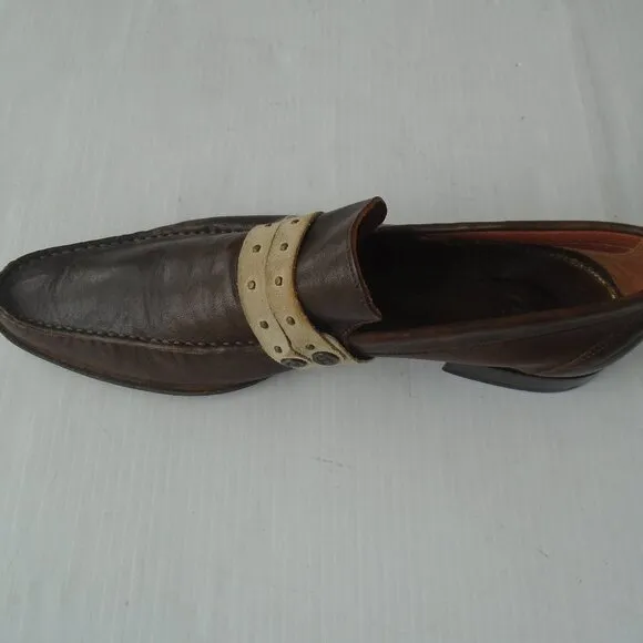Just Cavalli Men's Leather Pointed Toes Slip-On Loafers Size 9 (42) Brown