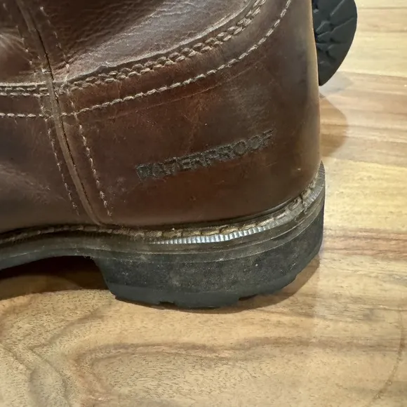 Justin Worker II Rugged Utah Waterproof Pull On Western Boots Brown Leather 12D