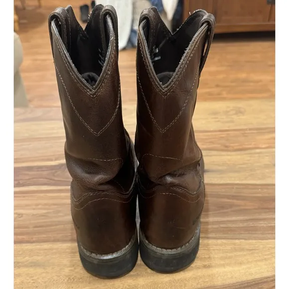 Justin Worker II Rugged Utah Waterproof Pull On Western Boots Brown Leather 12D