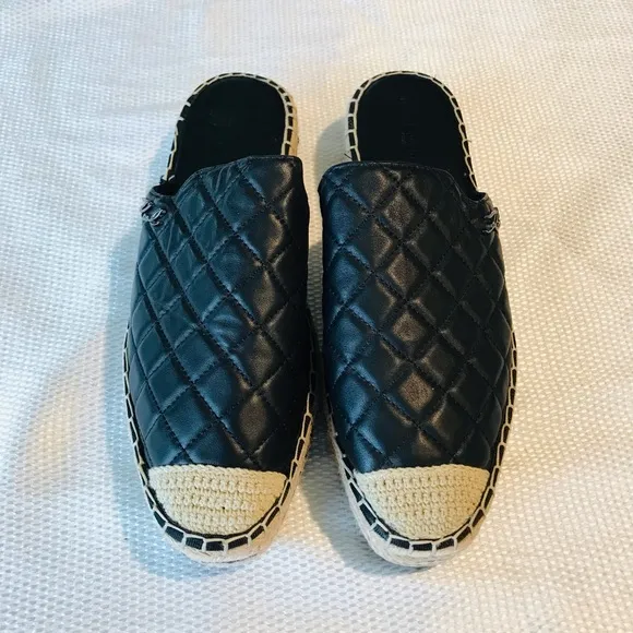 Karl Lagerfeld Black Quilted Slip-On Espadrilles