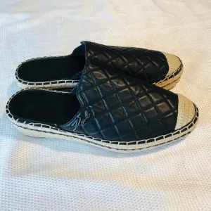 Karl Lagerfeld Black Quilted Slip-On Espadrilles