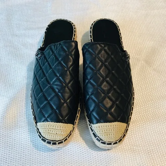 Karl Lagerfeld Black Quilted Slip-On Espadrilles