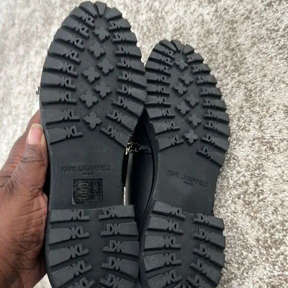 KARL LAGERFELD Paris Piel Liverpool Flat In Black Leather 8