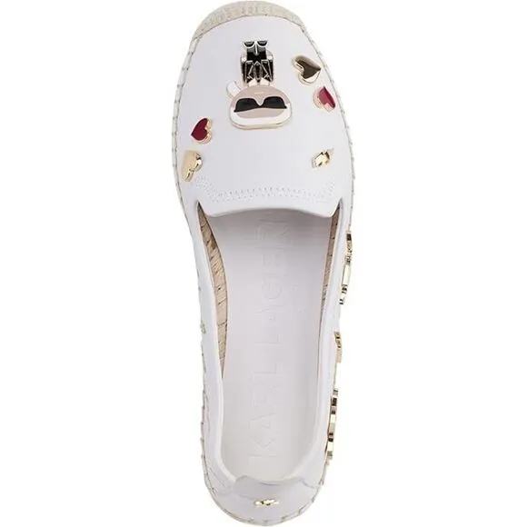 Karl Lagerfeld Paris Women's Embellished Slip-on Espadrille, White Size 5.5M