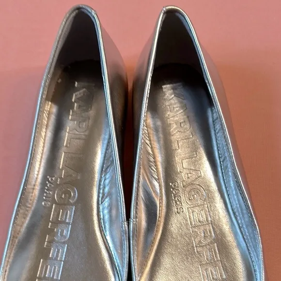 Karl Lagerfeld Silver and Black Women's Flats