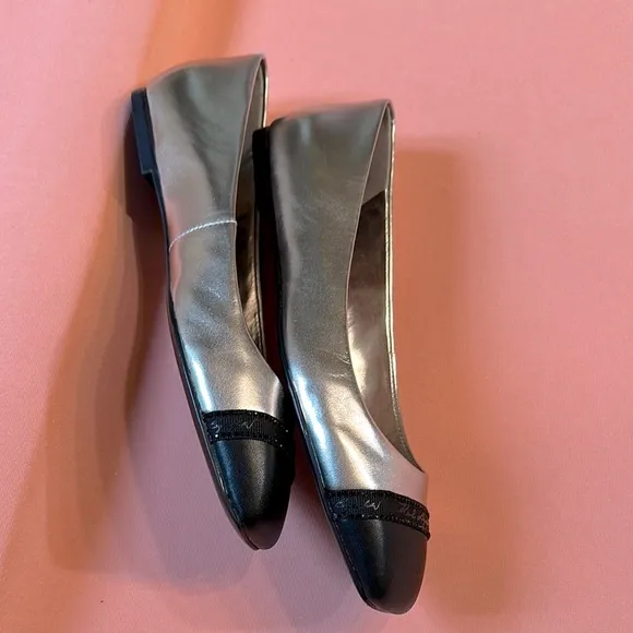 Karl Lagerfeld Silver and Black Women's Flats