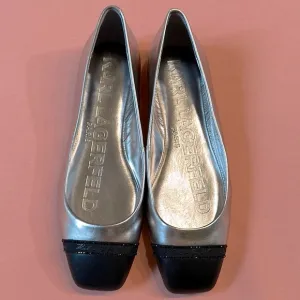 Karl Lagerfeld Silver and Black Women's Flats