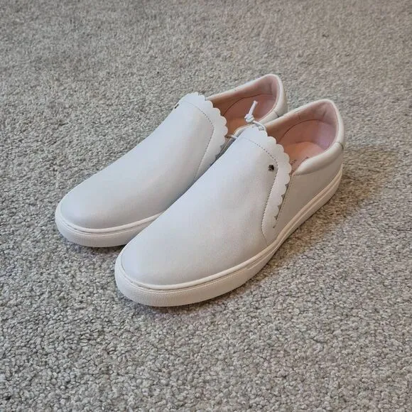 KATE SPADE Aleta Slip-On Leather Sneakers Size 8.5 White