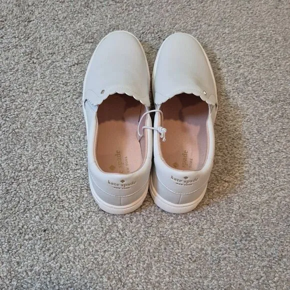 KATE SPADE Aleta Slip-On Leather Sneakers Size 8.5 White