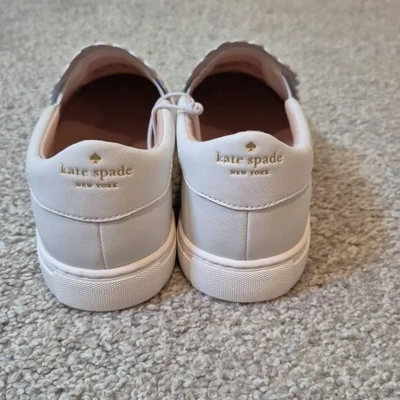 KATE SPADE Aleta Slip-On Leather Sneakers Size 8.5 White