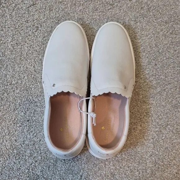 KATE SPADE Aleta Slip-On Leather Sneakers Size 8.5 White