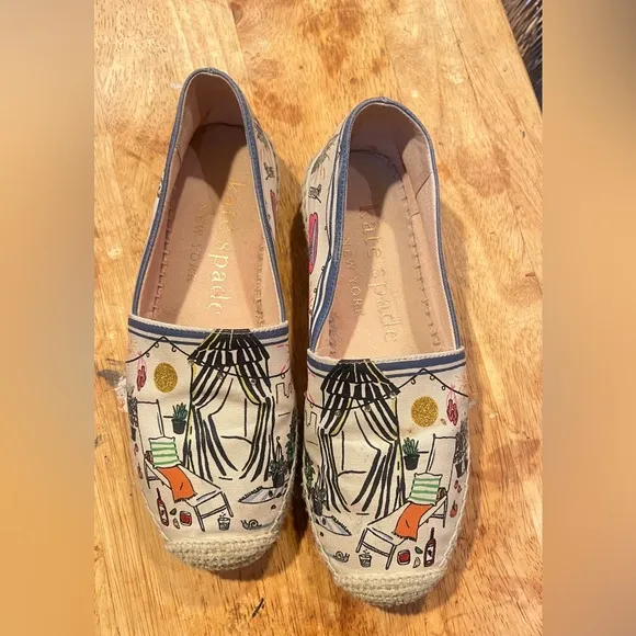 Kate Spade Cream Espadrilles with Rope Sole 5.5