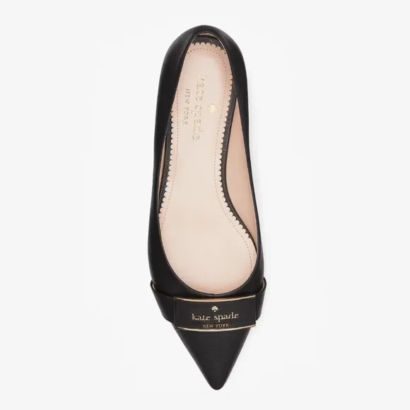 ♠️Kate Spade Deneuve Leather Pointed Toe Flats, Black NIB