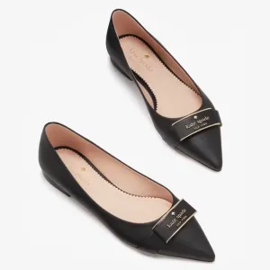 ♠️Kate Spade Deneuve Leather Pointed Toe Flats, Black NIB