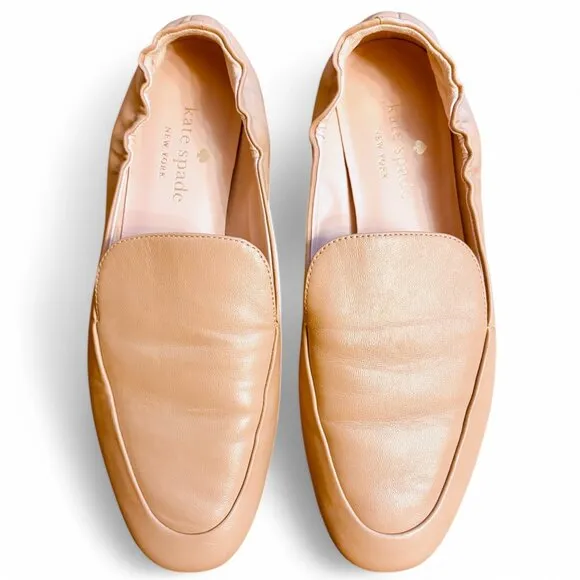 Kate Spade ‘Lana’ Leather Loafers with Embellished Heel 7.5