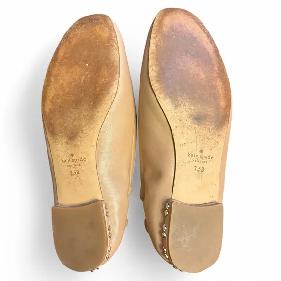 Kate Spade ‘Lana’ Leather Loafers with Embellished Heel 7.5