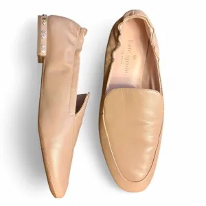 Kate Spade ‘Lana’ Leather Loafers with Embellished Heel 7.5