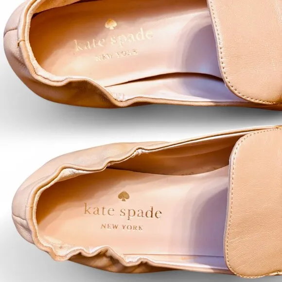 Kate Spade ‘Lana’ Leather Loafers with Embellished Heel 7.5