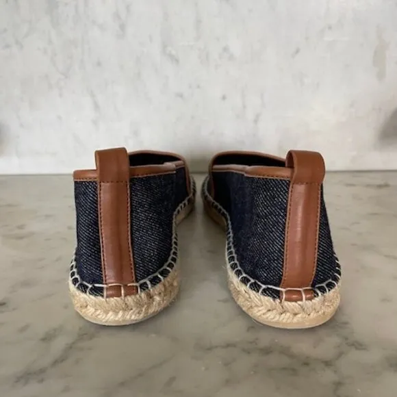 KATE SPADE Lara Denim Jute Leather Tab Espadrille Flat 7