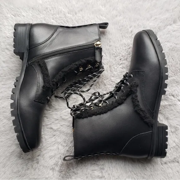 Kate Spade NWOT Black Combat Boots Raquelle Leather 8