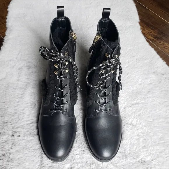 Kate Spade NWOT Black Combat Boots Raquelle Leather 8