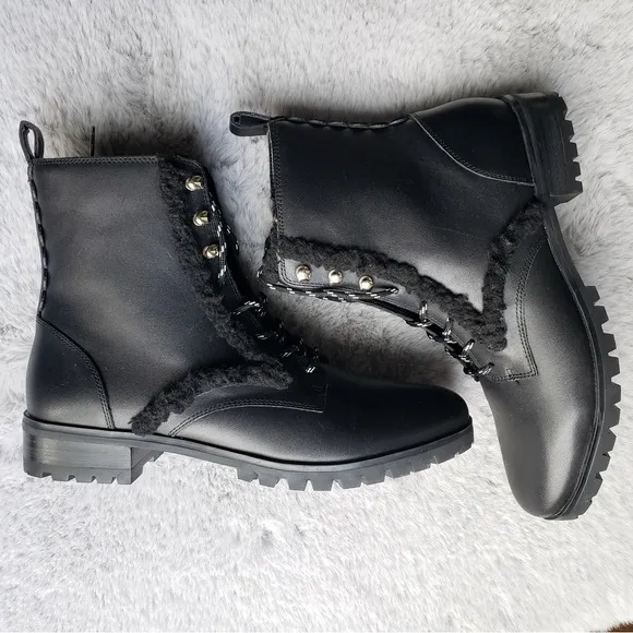 Kate Spade NWOT Black Combat Boots Raquelle Leather 8
