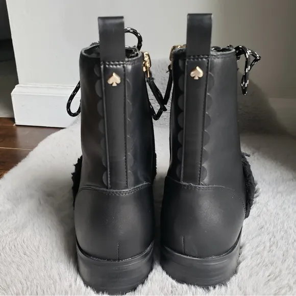 Kate Spade NWOT Black Combat Boots Raquelle Leather 8
