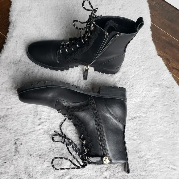 Kate Spade NWOT Black Combat Boots Raquelle Leather 8