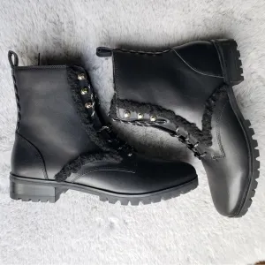 Kate Spade NWOT Black Combat Boots Raquelle Leather 8