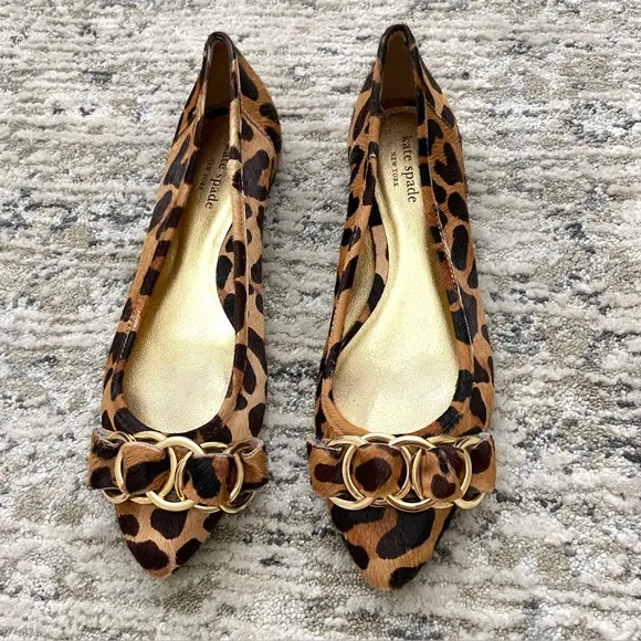 Kate Spade NY Calf Hair Leopard Eryn Flats Pointed Toe Ballet Loafer Size 6.5