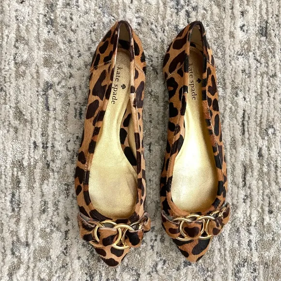 Kate Spade NY Calf Hair Leopard Eryn Flats Pointed Toe Ballet Loafer Size 6.5
