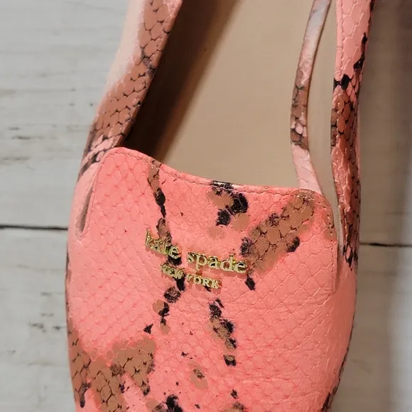 Kate Spade Pink Snake Leather Loafers Womens US 7
