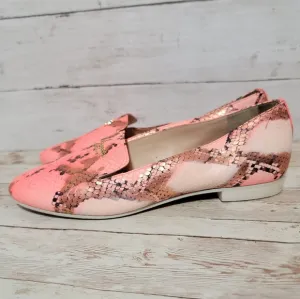 Kate Spade Pink Snake Leather Loafers Womens US 7