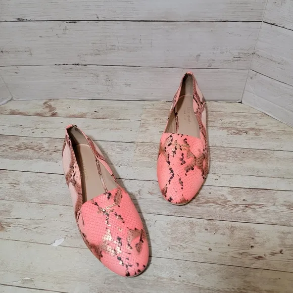 Kate Spade Pink Snake Leather Loafers Womens US 7
