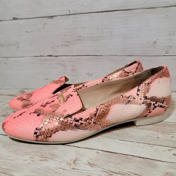 Kate Spade Pink Snake Leather Loafers Womens US 7