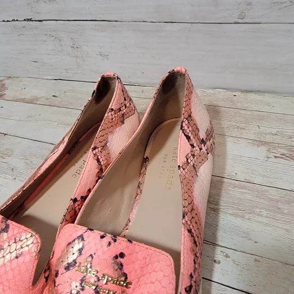 Kate Spade Pink Snake Leather Loafers Womens US 7