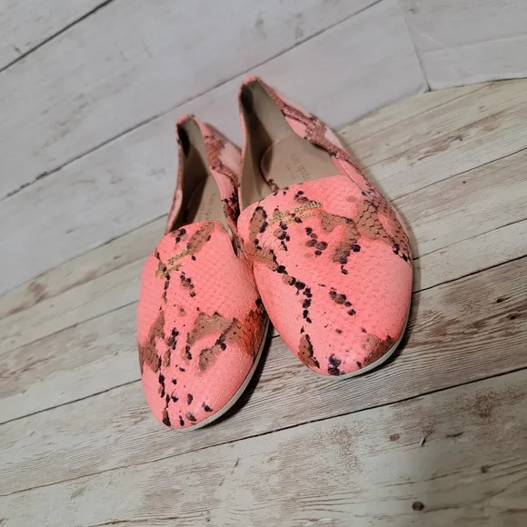 Kate Spade Pink Snake Leather Loafers Womens US 7