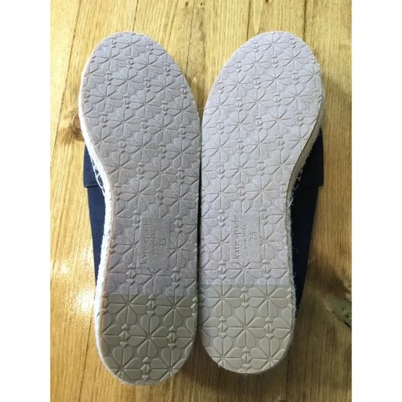 Kate Spade Tennis Racket Embroidered Jeweled Canvas Espadrilles Size 7.5 Shoes