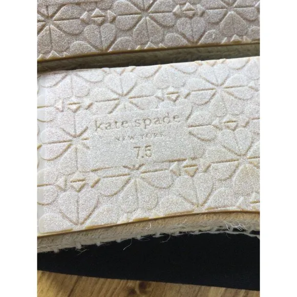 Kate Spade Tennis Racket Embroidered Jeweled Canvas Espadrilles Size 7.5 Shoes